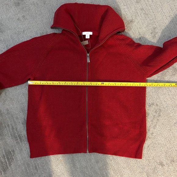 J. Jill Deep Red Zip Up Knit Sweater - Picture 8 of 9